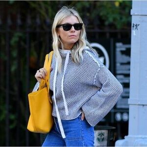 Sienna Miller Frame Les Second Leather Large Tote Bag Lemon Yellow